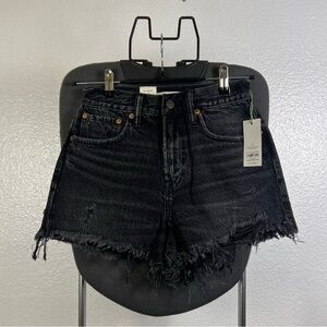 AE77 The High-Rise Cut-Off Women’s Stylish Black Denim Shorts Size 24
